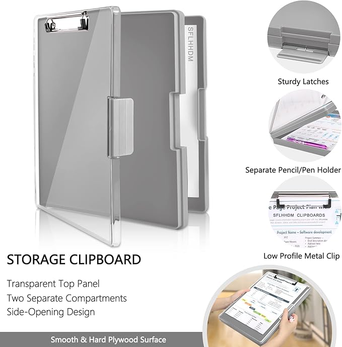 Clipboard with Storage, Heavy Duty Clip Boards 8.5x11 with 2 Storage Case - Image 3