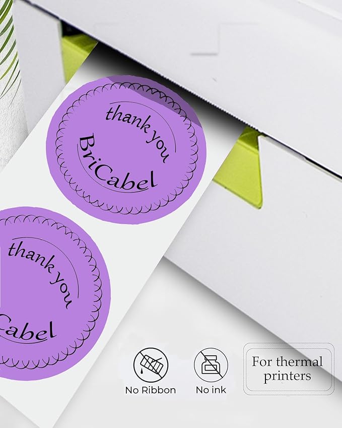 2 Inch Purple Round Thermal Labels, 600 Labels/Roll, Self-Adhesive Circle - Image 3