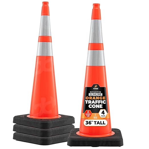 Xpose Safety 36 Inch Orange Slim Line Traffic Cones Heavy Duty 12lb by XposeSafety