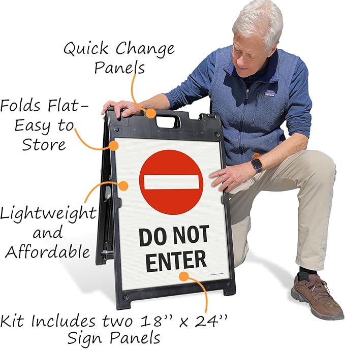 SmartSign 24" x 18" Do Not Enter Sidewalk Sign Kit, Two-Sided A-Frame, USA Made - Image 4