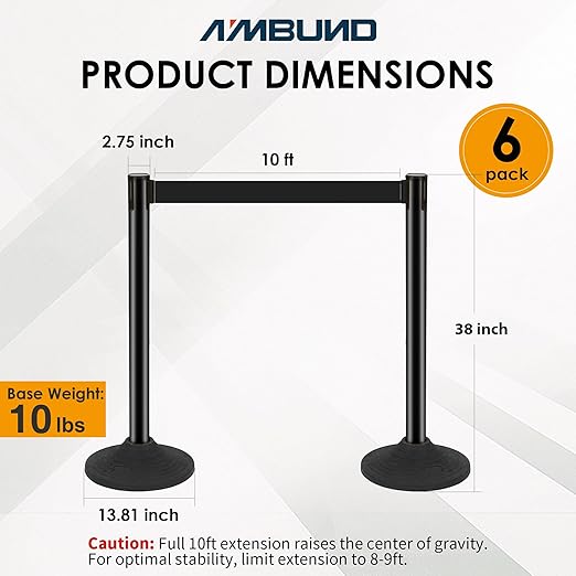 6 Pack Stanchions with Retractable Belts - Image 2