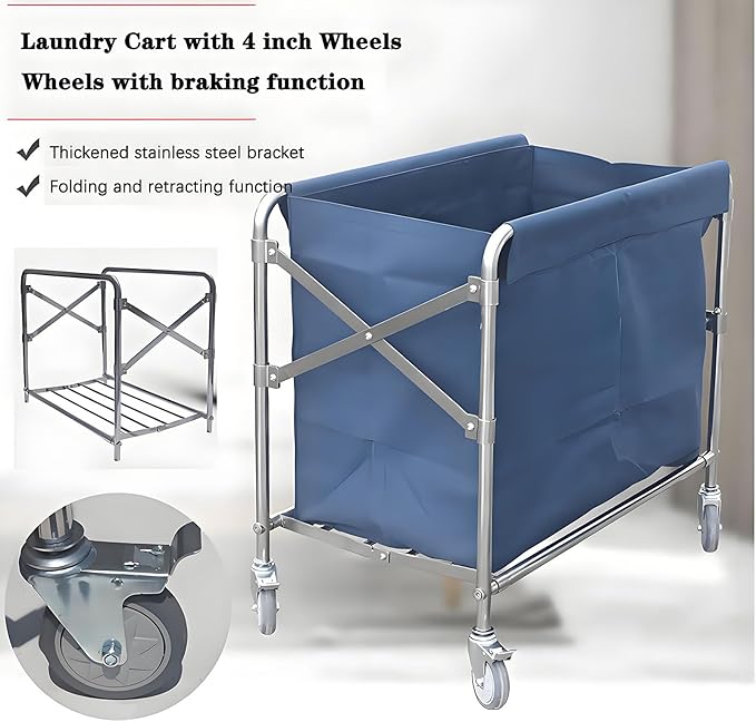 Commercial Laundry Cart 12 Bushel Collapsible Laundry Baskets - Image 2