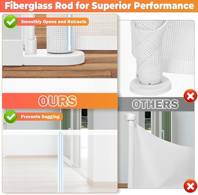 120" Extra Wide Retractable Baby Gates Dog Gate, Long Mesh Gate Pet Gate - Image 7
