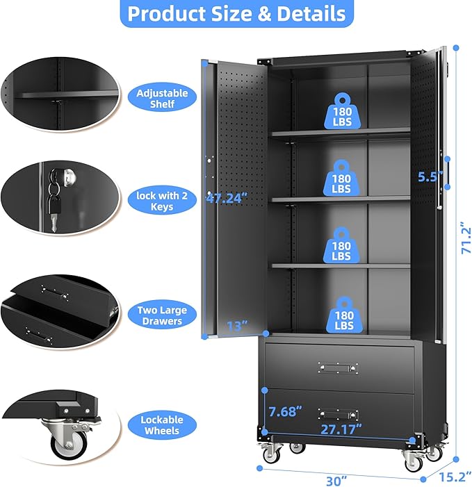 Aobabo Upgraded Metal Garage Storage Cabinet - Image 3