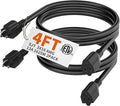 HUANCHAIN 4 FT（2 Pack） 16 Gauge Black Indoor Outdoor Extension Cord Waterproof by huanchain
