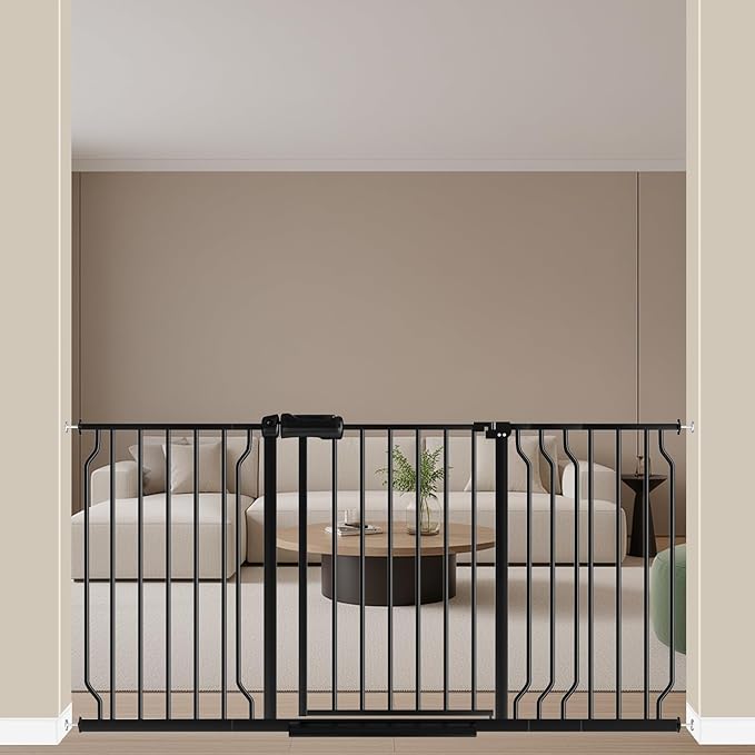 ALLAIBB Extra Wide Pressure Mount Baby Gate Auto Close Black Metal Child Dog by ALLAIBB