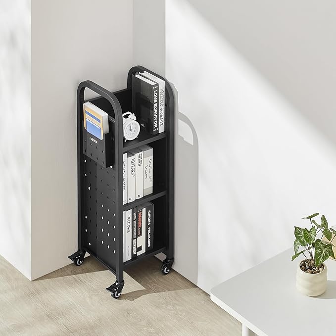 VEVOR Rolling Library Book Cart, 220 lbs Capacity, 12.6 x 13.8 x 36.8-Inch - Image 8