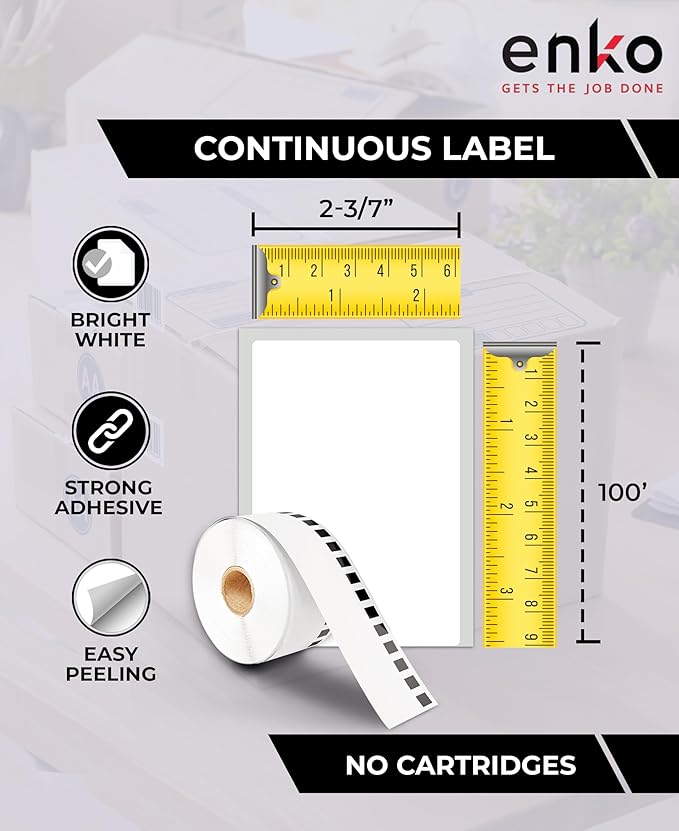 enKo - Compatible DK-2205 Continuous Adhesive Thermal Labels Compatible Labels - Image 2
