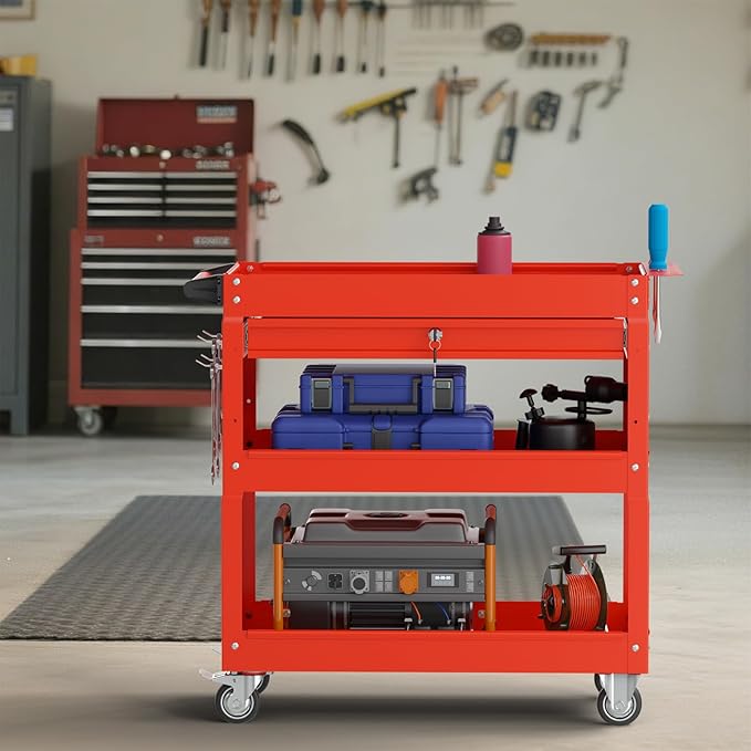 3 Tier Rolling Tool Cart on Wheels, 450 LBS Capacity Tool Cart - Image 9