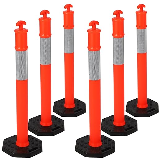 Delineator Post with Base 6 Pack, KOKEBREN 45 Inch Portable Orange Traffic by Unknown