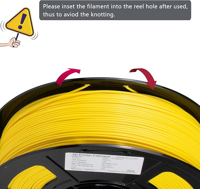 iSANMATE ASA Filament 1.75mm Yellow 1KG, UV & Weather Resistant 3D Printer - Image 6