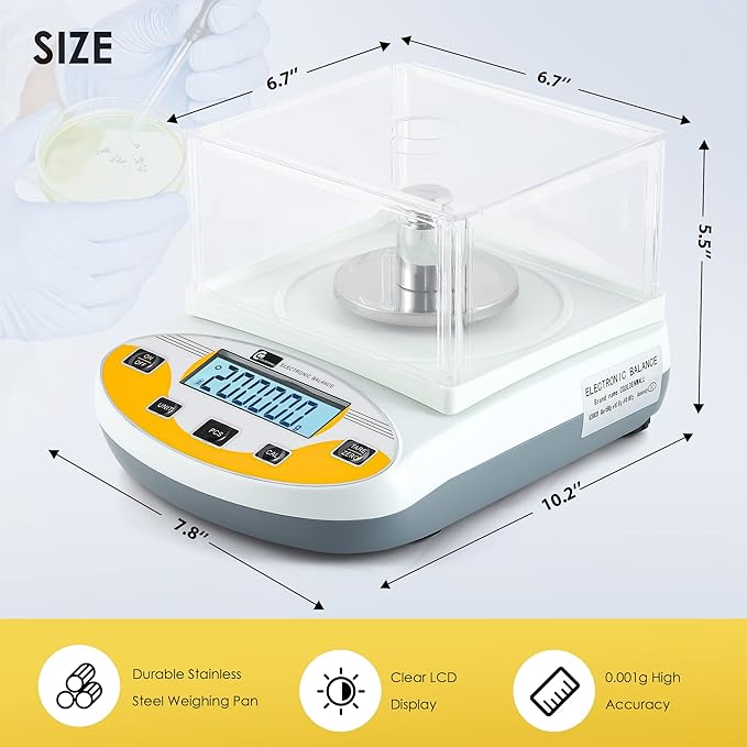 CGOLDENWALL Lab Scale 0.001g Laboratory Analytical Balance Digital Jewelry - Image 6