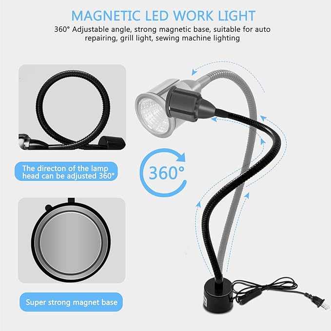 Magnetic LED Work Light with Flexible Gooseneck and Magnetic Base, Magnetic LED - Image 2