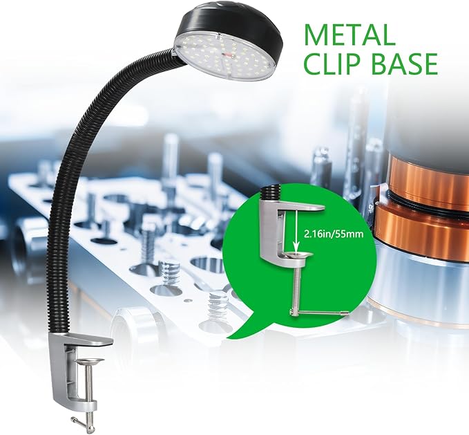 LED Clamp Work Light with Flexible Gooseneck, 20W 2000 Lumens 6500K 110V US Plug - Image 5