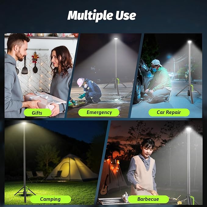 Camping Light with Stand, 8.4 FT Rechargeable Work Light, 6000mAh - Image 6