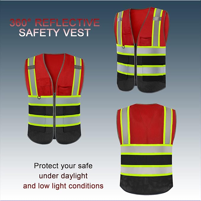 BeautyWill Custom Logo Safety Vest Class 2 High Visibility Reflective Vest - Image 3