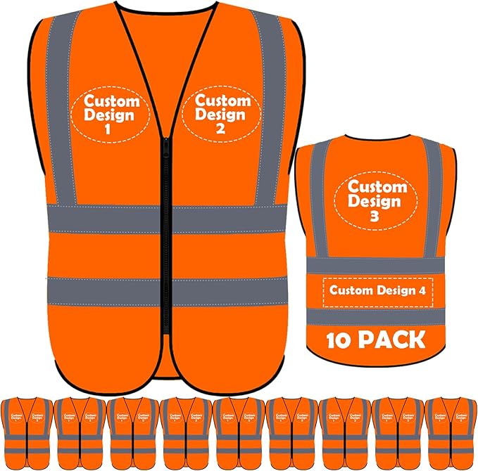 BeautyWill Custom Safety Vest Customized Logo Class 2 High Visibility by BeautyWill