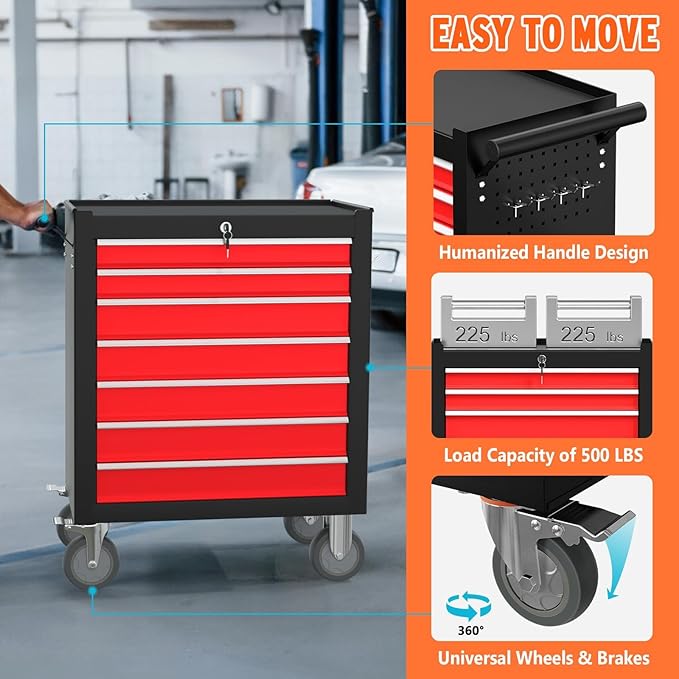 7 Drawers Rolling Tool Chest - Image 6