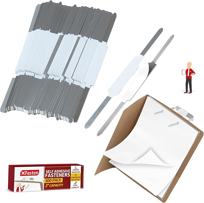 XFasten Self Adhesive Fasteners 2 Inch Capacity 500-Pack Archival-Grade Two by XFasten