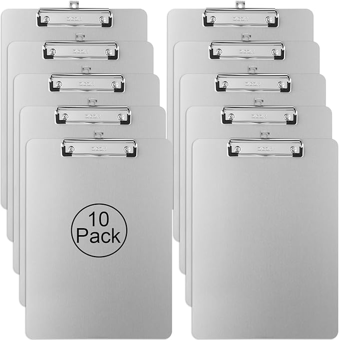 ZCZN Metal Clipboards, 10 Pack Heavy Duty Aluminum Clipboards 12 x 9 Inches by ZCZN