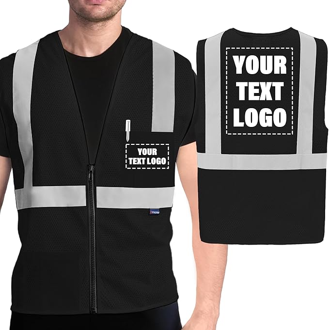 AYKRM 2 Pockets Reflective Safety Vest High Visibility Class II Mesh Vest by AYKRM