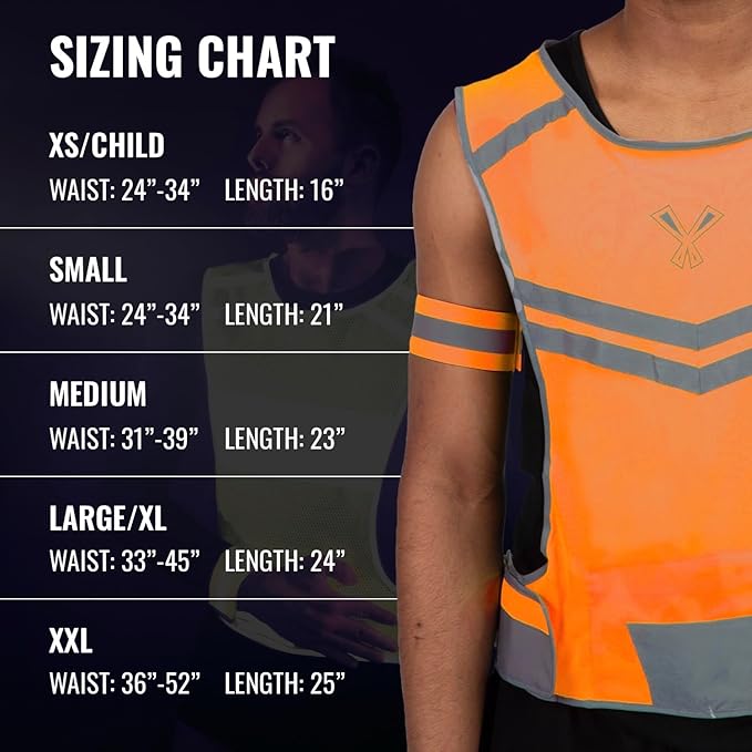 Running Reflective Vest, Inside Pocket & 2 Bands, High Visibility Reflective - Image 2