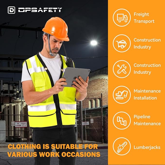 Reflective Safety vest With back plan pocket, High visibility Class 2 Heavy - Image 4