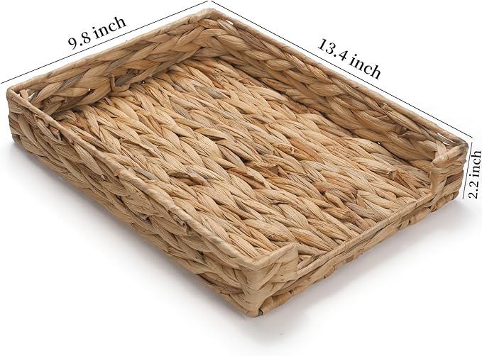 Water Hyacinth Letter Tray, Woven Desk Tray, Wicker Desktop Basket Organizer - Image 7