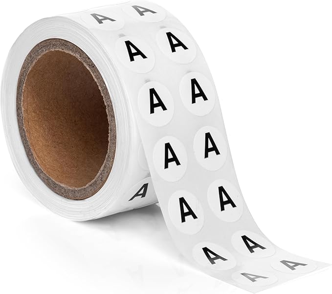 1000pcs Letter A Stickers, 0.5" Letter Sticker Dot Labels by SutterSigns