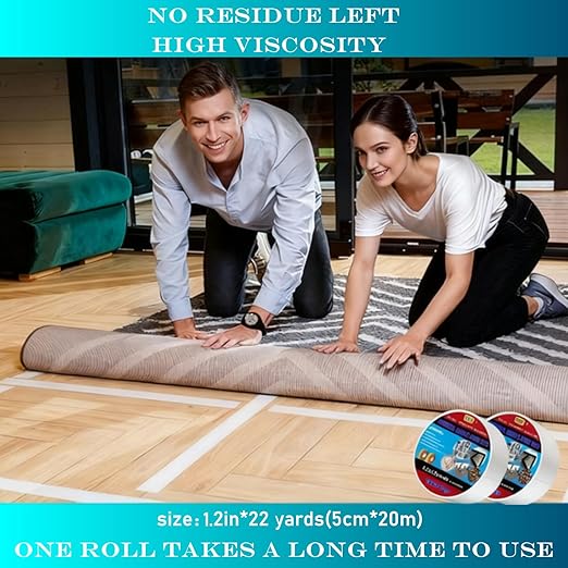 Double Sided Carpet Tape Heavy Duty, 1.2inx22Yards No Residue Rug Tape - Image 3