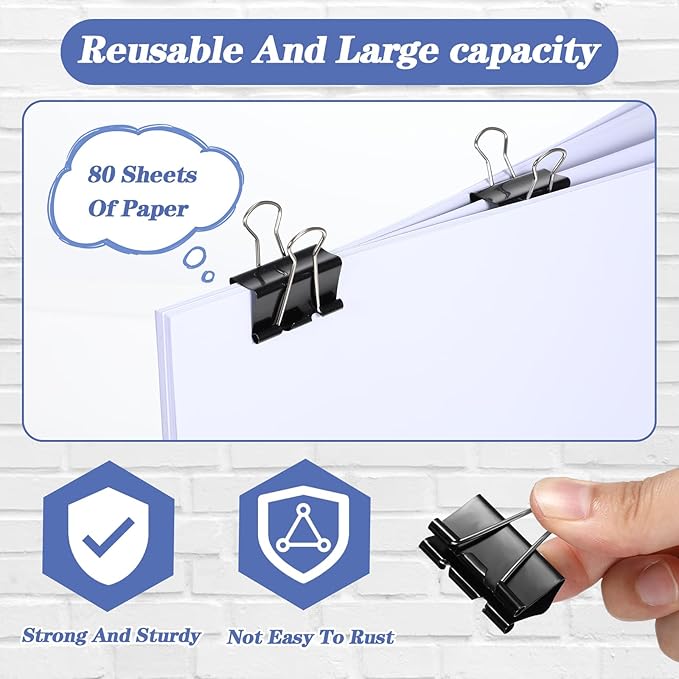 200 Pcs Medium Binder Clips Paper Clips Office Supplies Paper Clamps - Image 3