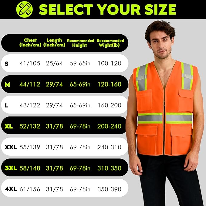 BeautyWill 10/20 Pack Custom Logo Safety Vest, Bulk High Visibility Class 2 - Image 3