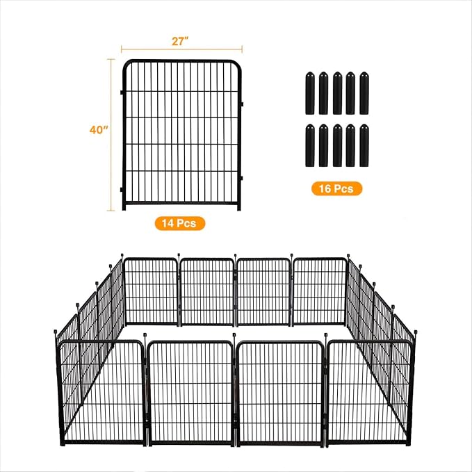 Doorless Animal Barrier Fence, 40in 14 Panels Total 31 Ft, Garden Fences and - Image 3