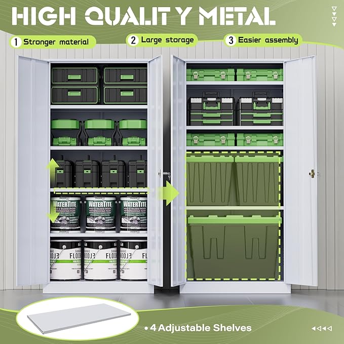 Crownland 72" Metal Storage Cabinet, Lockable Garage Storage Cabinets, High - Image 5