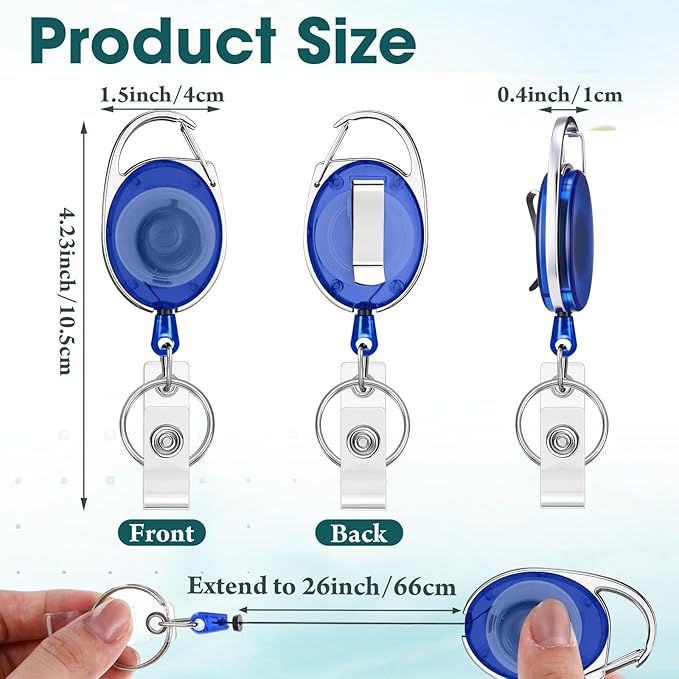 Laumoi 80 Packs Retractable ID Badge Holder Name ID Badge Reel Clips Keychain - Image 2