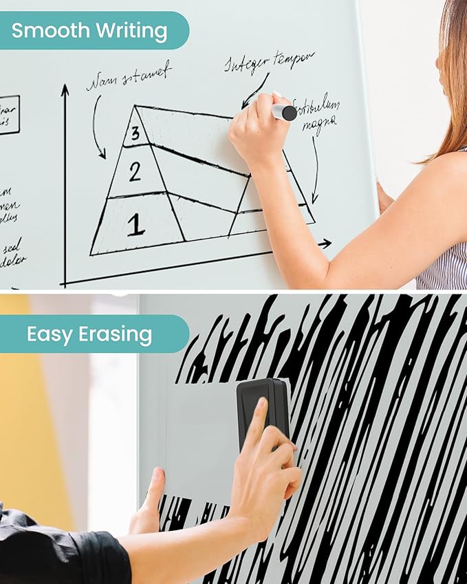 VUSIGN Glass Dry Erase Board for Wall, Large Frameless Mounted White Board Dry - Image 5