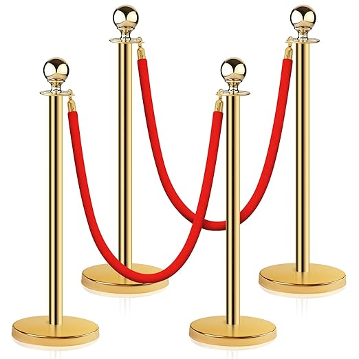 Stainless Steel Stanchion Post Queue 5 ft Red Velvet Rope Red Carpet Ropes and by DMSKY
