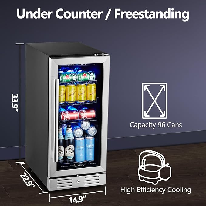 Kalamera 15 Inch 94 Cans Beverage Cooler Refrigerator, - Image 2