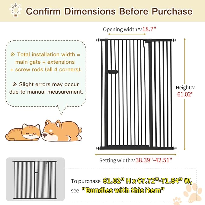 Lumizone Extra Tall Cat Gate 61.02" High Pressure Mounted Extra Wide 2025 New - Image 2