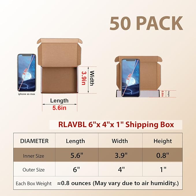 RLAVBL 6x4x1 Shipping Boxes Set of 50, Mailer Box - Image 2