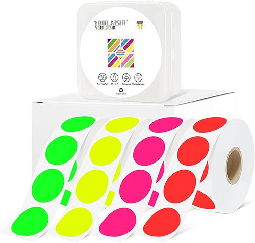 1 Inch Circle Dot Stickers 4000PCS Color Coding Thermal Labels Dots Writable by YOULAISHI