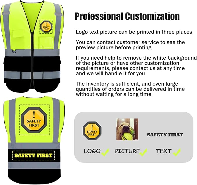 BeautyWill Custom Safety Vest Logo Class 2 High Visibility Reflevtive Vest - Image 2