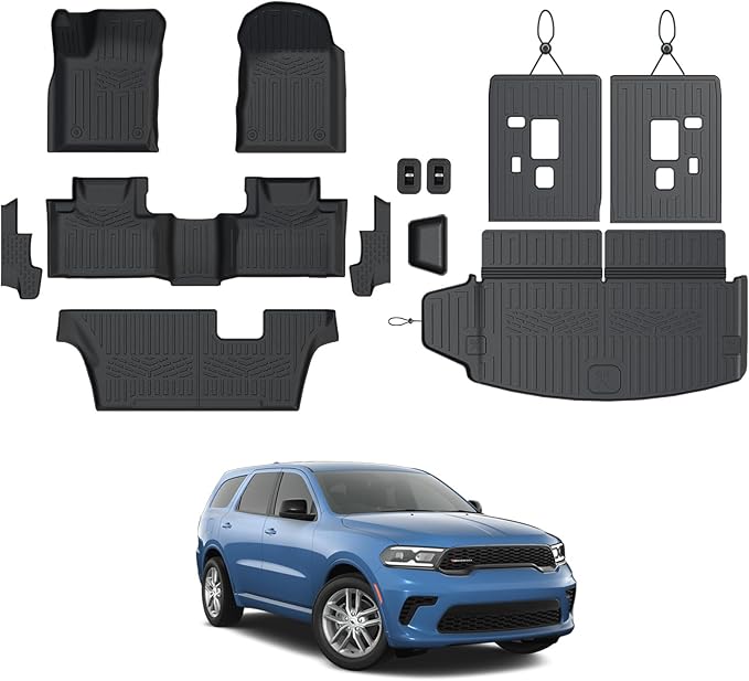 Floor Mats Set for 2016-2026 Dodge Durango, All Weather TPE Backrest Mat Trunk by JOULARISE