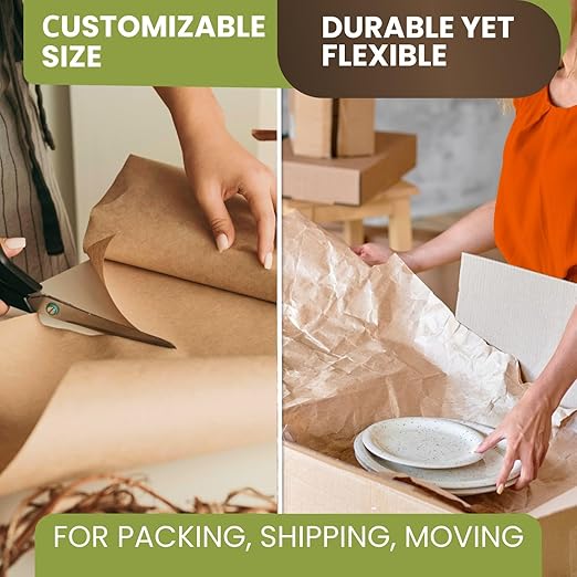 12" x 1200" Natural Kraft Paper Roll – Made in USA, 100% Recyclable Brown - Image 4