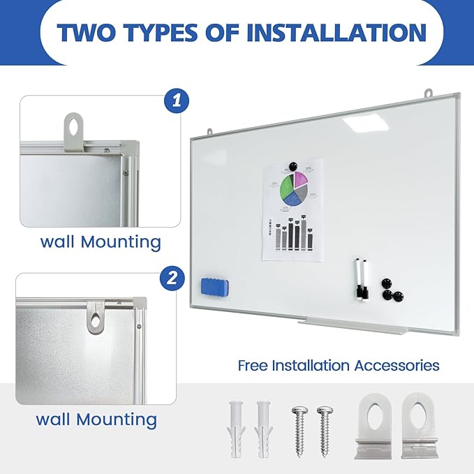 Dry Erase Board Magnetic Whiteboard 48"x 36" White Board Wall Mounted Aluminum - Image 4