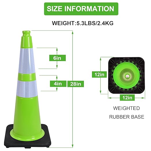 OrangeStar 28" Traffic Cones 4-Pack, Weighted Rubber Base - Image 7