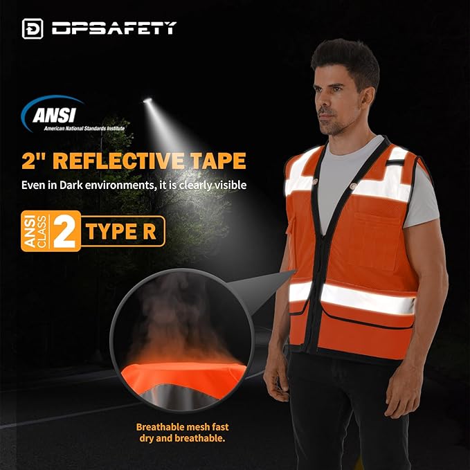Reflective Safety Vest With Back Pocket, High Visibility Class 2 Heavy Duty - Image 5