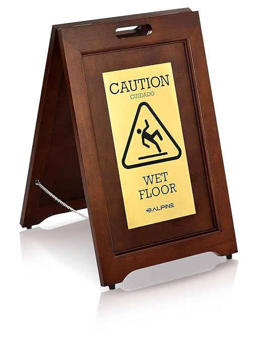 Wooden Caution Wet Floor Sign Slippery A-Frame by AlpineIndustries