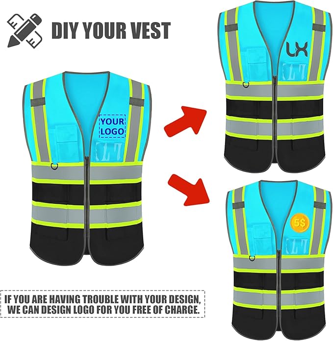 BeautyWill Custom Logo Safety Vest Class2 High Visibility Reflective Vest - Image 3