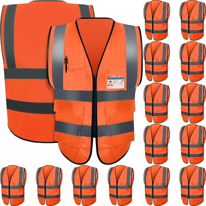 JaGely 15 Pack Reflective Safety Vests by JaGely